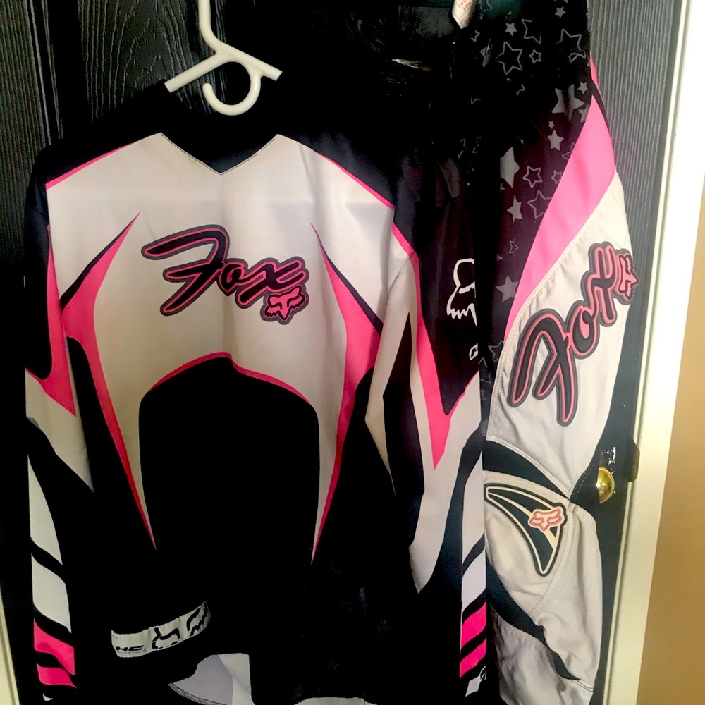 Women’s fox racing pink riding pants and jersey